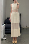 SWAYING/KNIT See-Through Panel Sleeveless Dress SW22SSL05 Apricot PS49